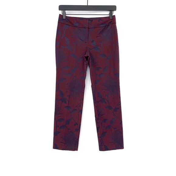 Ann Taylor Factory Pants - NWT ANN TAYLOR Factory Floral Jacquard Pant Burgundy Navy 00P